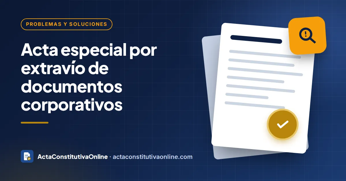 Acta especial por extravío de documentos corporativos