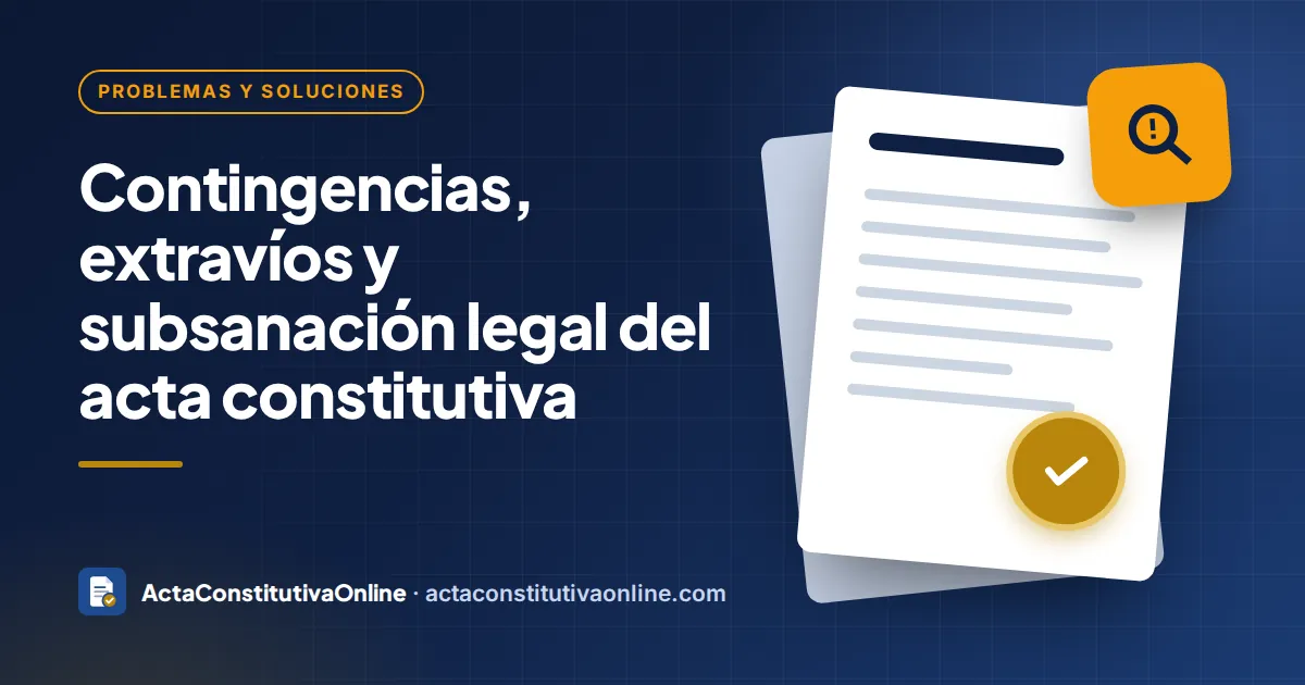 Contingencias, extravíos y subsanación legal del acta constitutiva