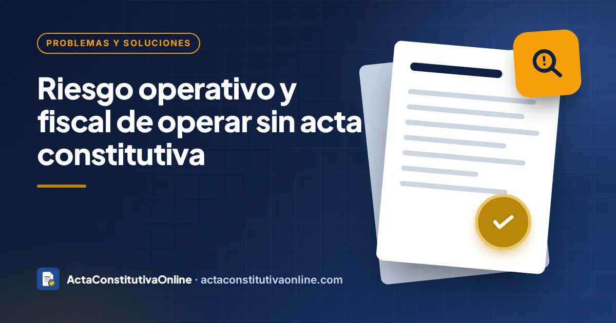 Riesgo operativo y fiscal de operar sin acta constitutiva